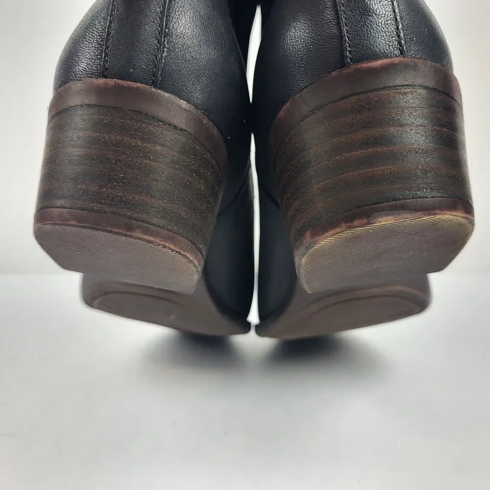 Lucky Brand Womens Blandre Side Zip Ankle charcoal black Leather Booties 6.5M